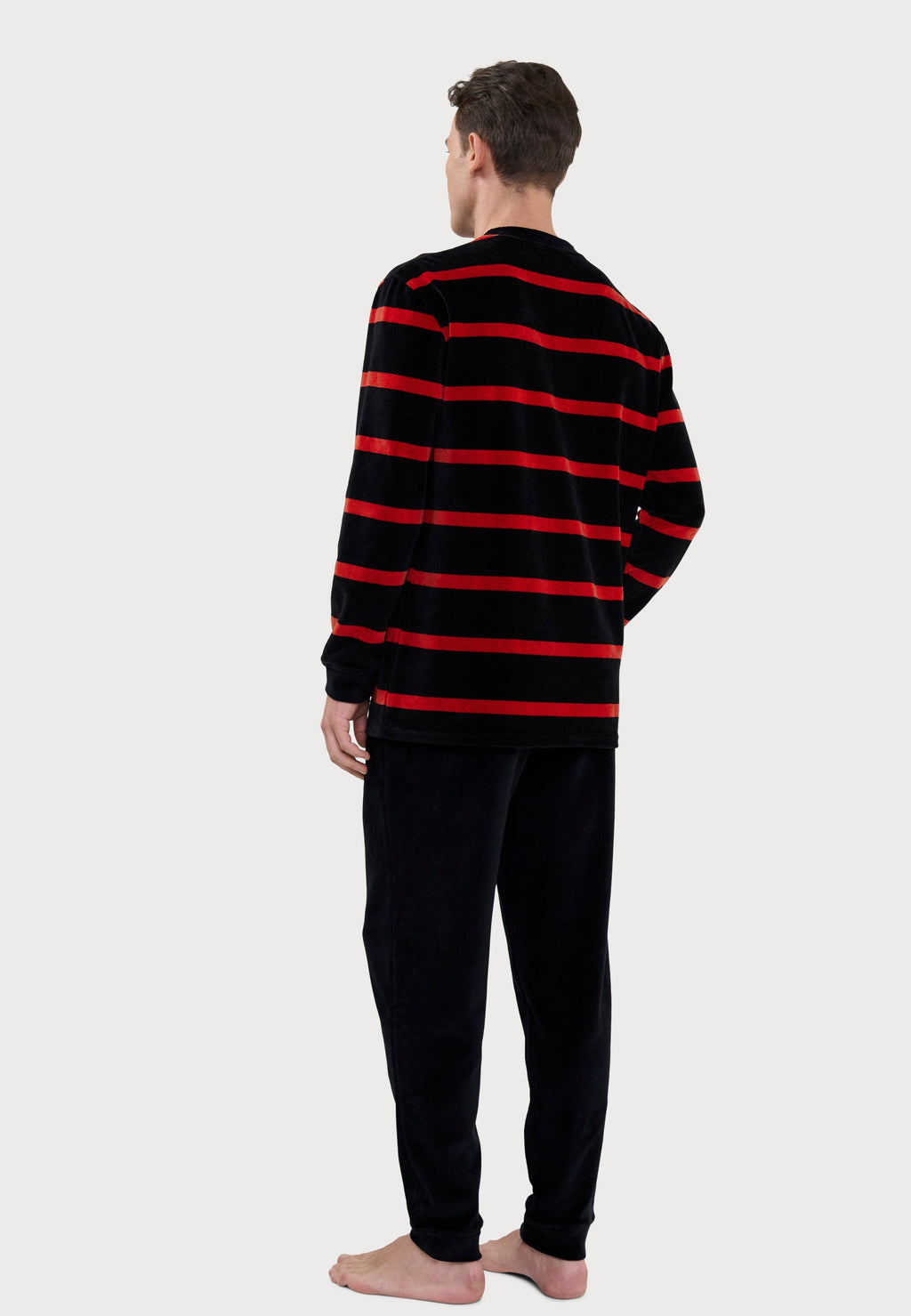 Pijama Hombre Invierno Terciopelo Rayas - Azul 5742_39