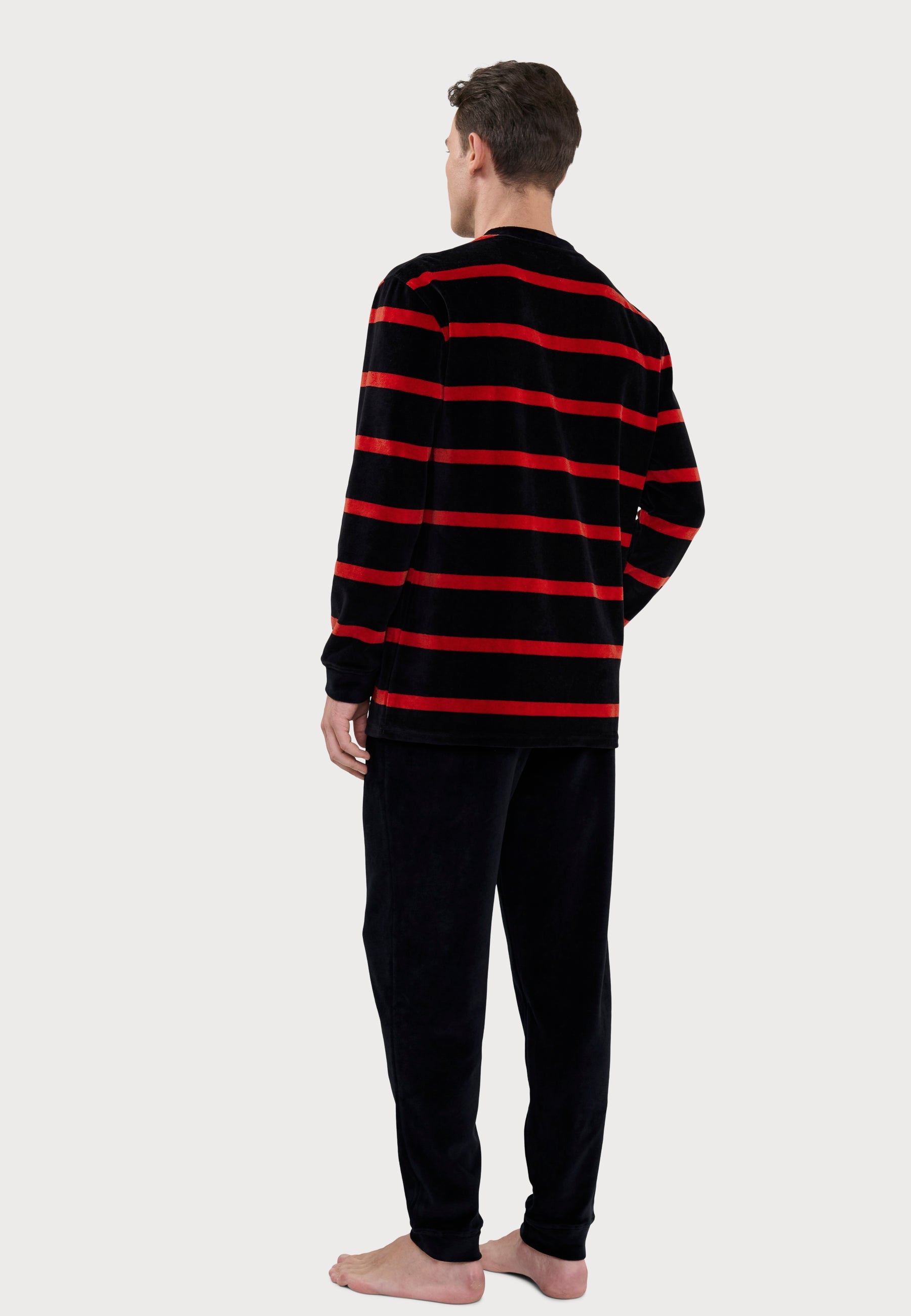 Pijama Hombre Invierno Terciopelo Rayas - Azul 5742_39
