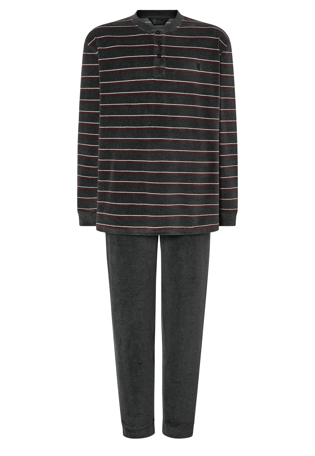 Pijama Hombre Invierno Terciopelo Rayas - Gris 5743_22