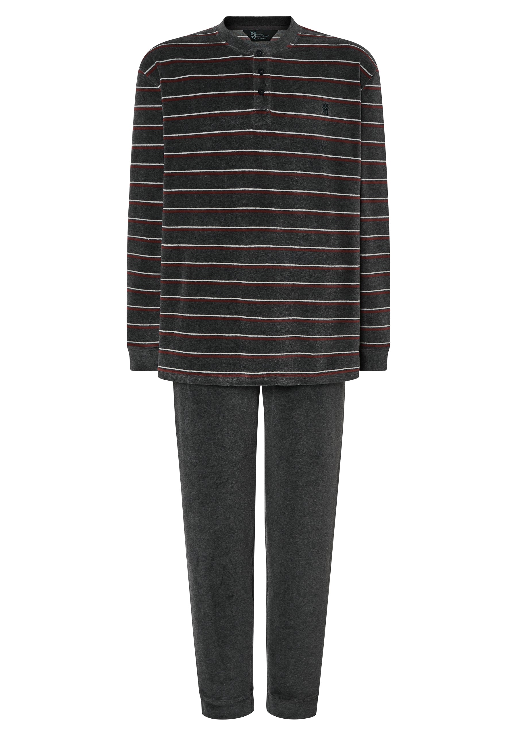 Pijama Hombre Invierno Terciopelo Rayas - Gris 5743_22