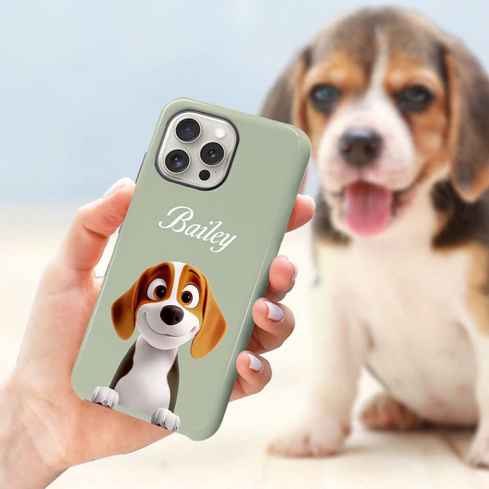 Personalizada 1-3 Caricatura 3D de Perros Funda de Teléfono para iPhone o Samsung con Nombre Cumpleaños Aniversario Regalo para Amantes de los Perros