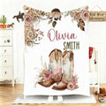 Personalizada Floral Cowgirl Boots Western Suave manta con nombre Decoración del hogar Occidental Guardería Cumpleaños Regalo para Cowgirls Amigos
