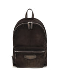 Santoni Suede Calf Leather Backpack — Brown