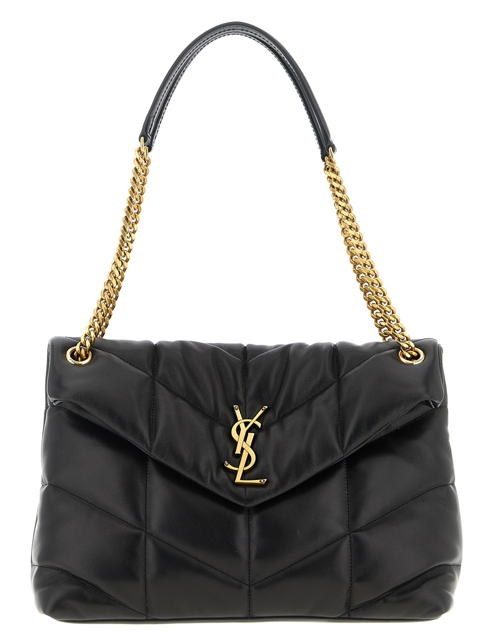 Saint Laurent Loulou Puffer Shoulder Bag — Black