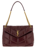 Saint Laurent Puffer Shoulder Bag — Burgundy