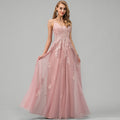 Bridal Wedding Dress Blush Spaghetti Straps Long V-Neck Ball-Gown Princess Tulle