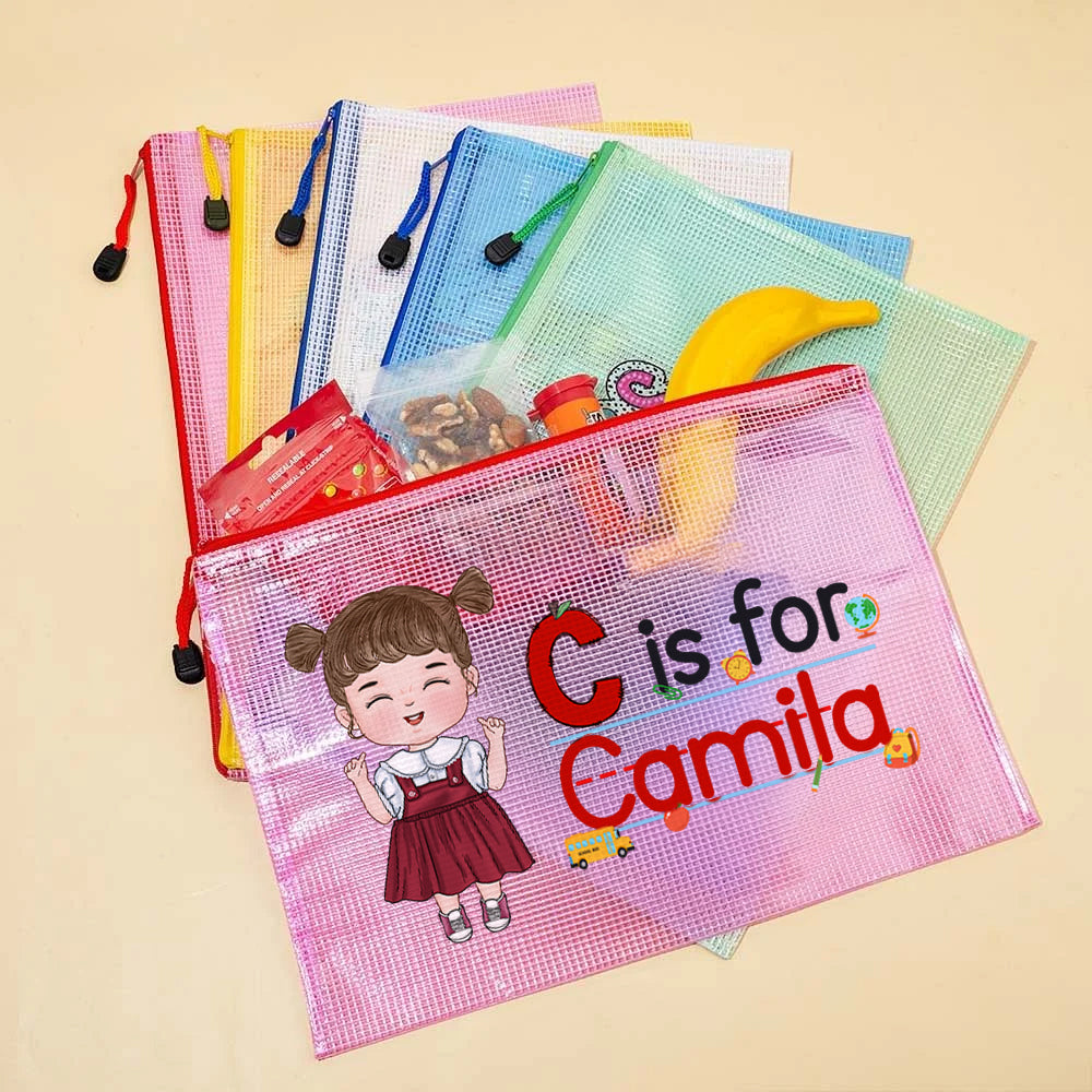 Bolsa de merienda personalizada con nombre Apple Pencil Line Cartoon Character Snack Bag Back to School Birthday Gift for Boys Girls
