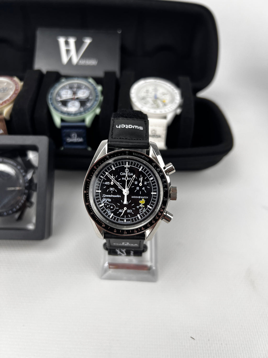 Omega x Swatch Mission to Moon black snoopy Steel mod by HW Design