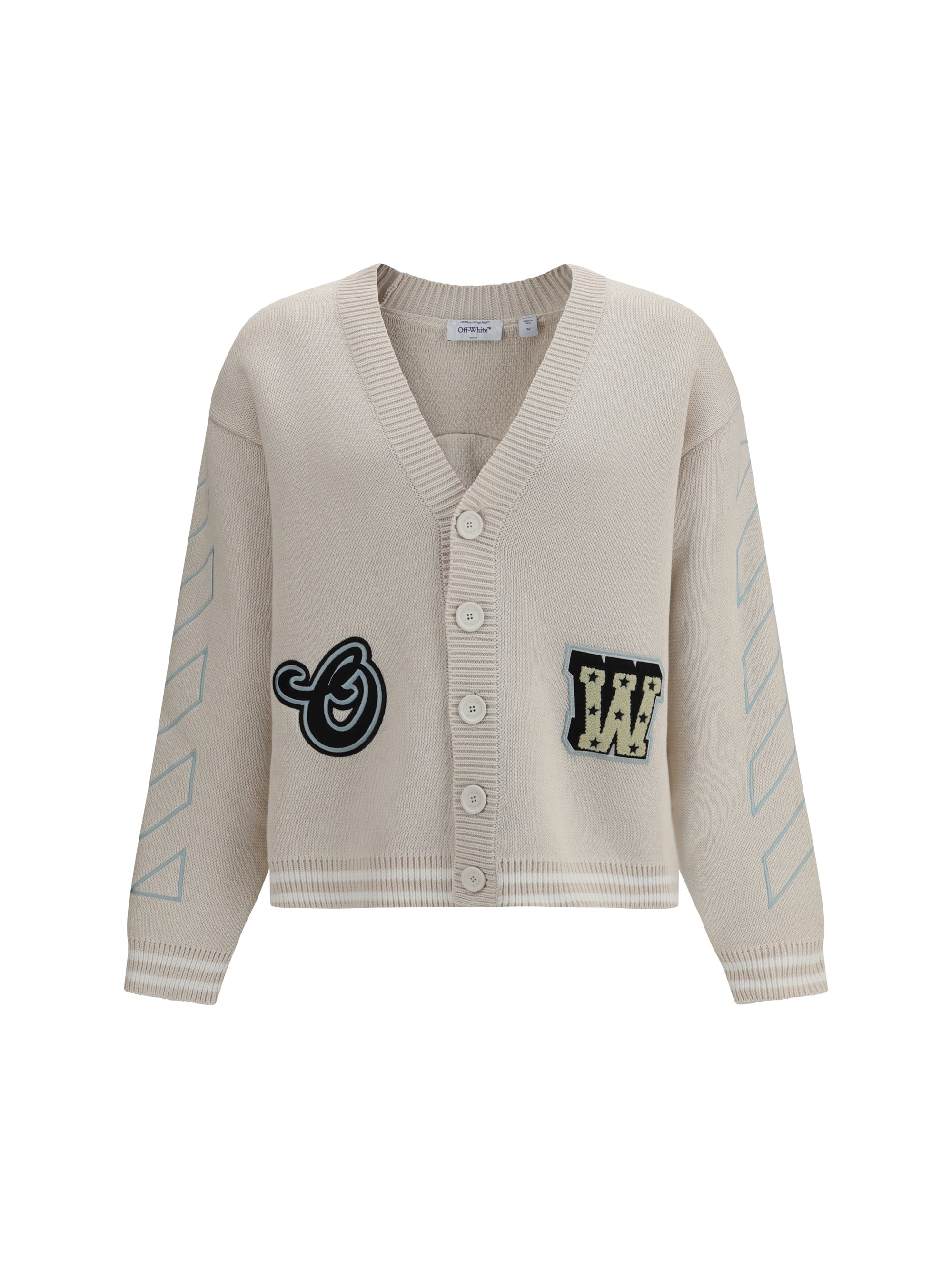 Off-White Star Logo Diagonal Varsity Cardigan — Beige