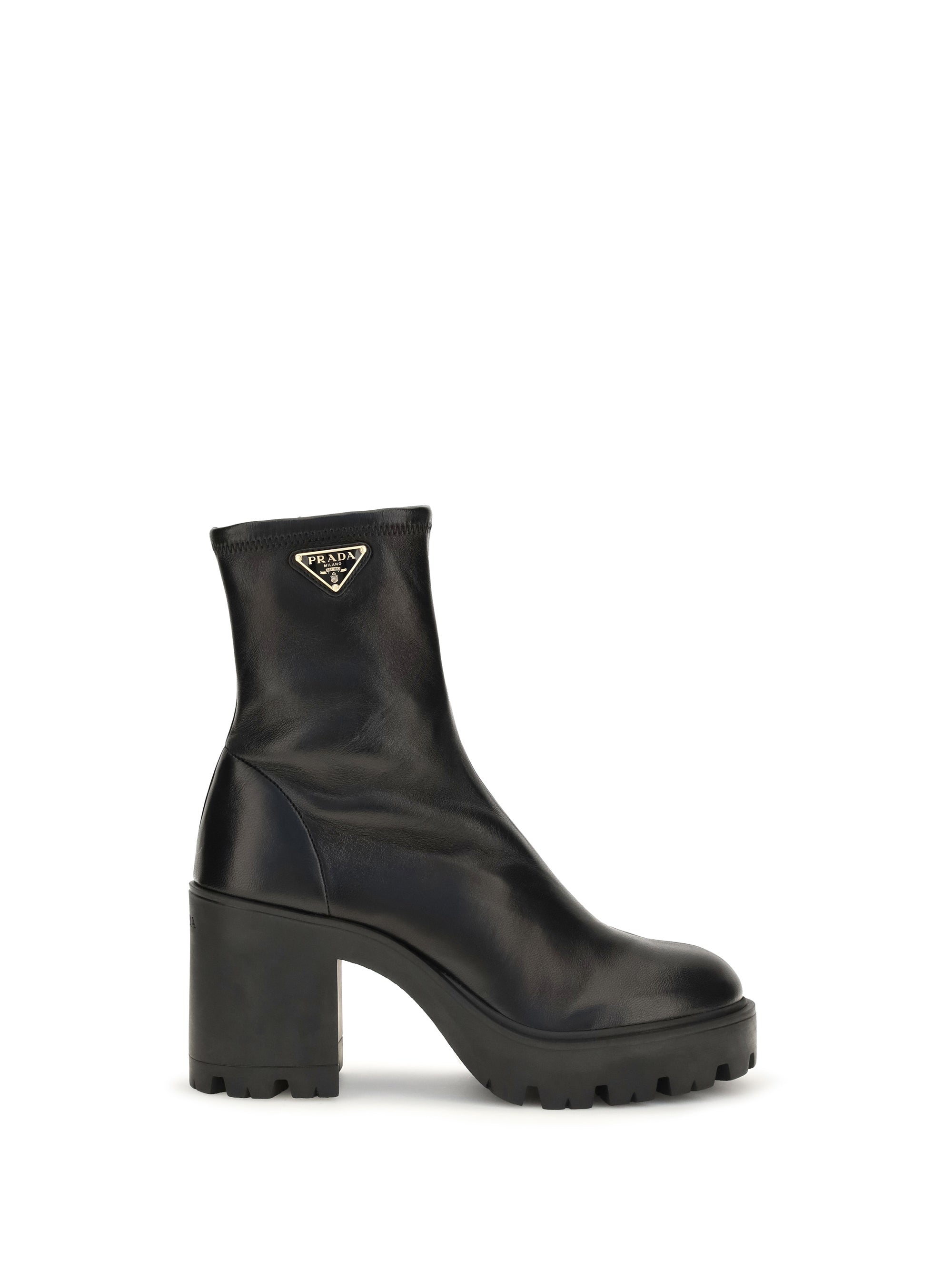Prada Stretch Leather Platform Boot — Black