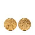 Gold Plated Crest Round Clip On Earrings