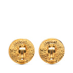 Gold Plated Crest Round Clip On Earrings