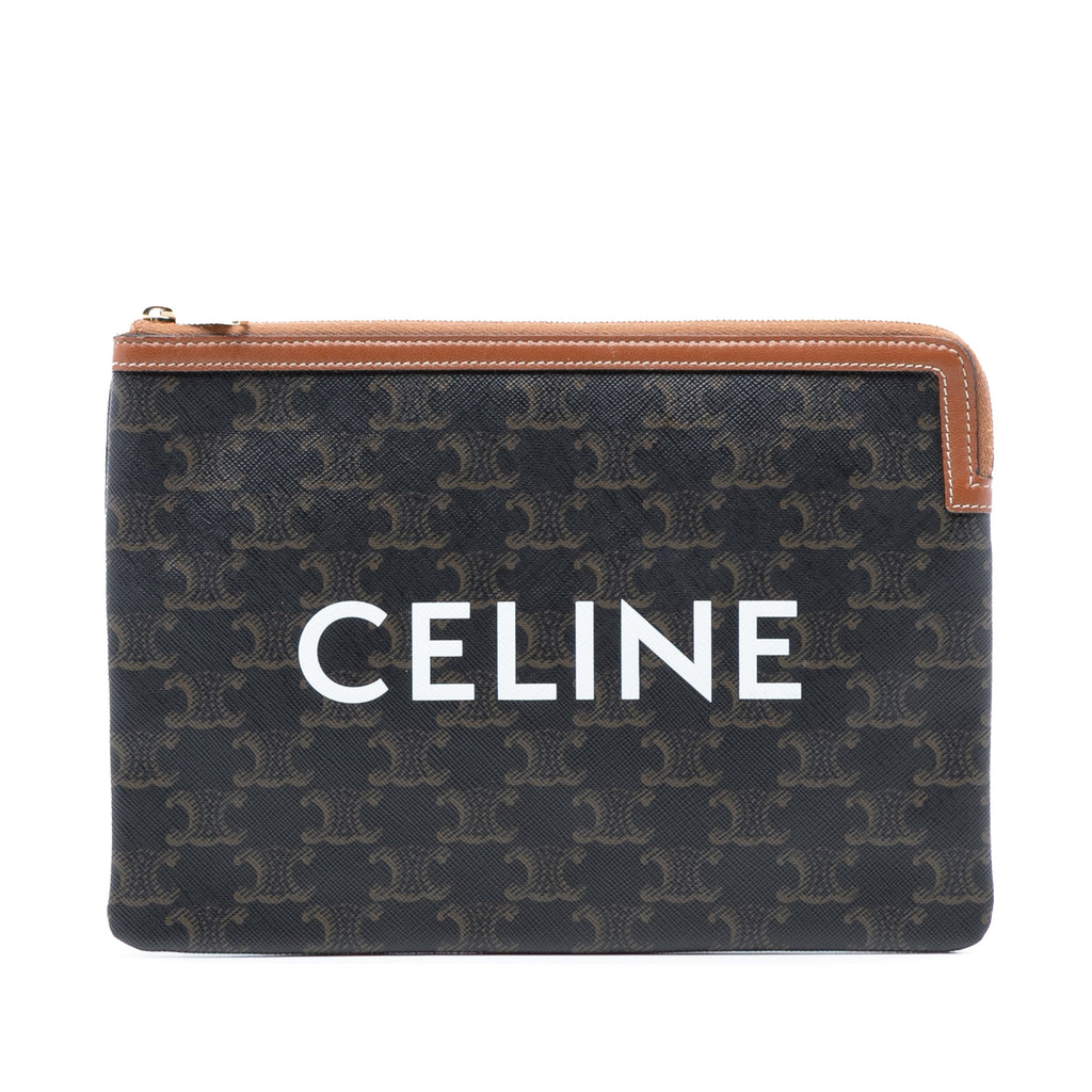 Small Triomphe Coated Canvas Clutch