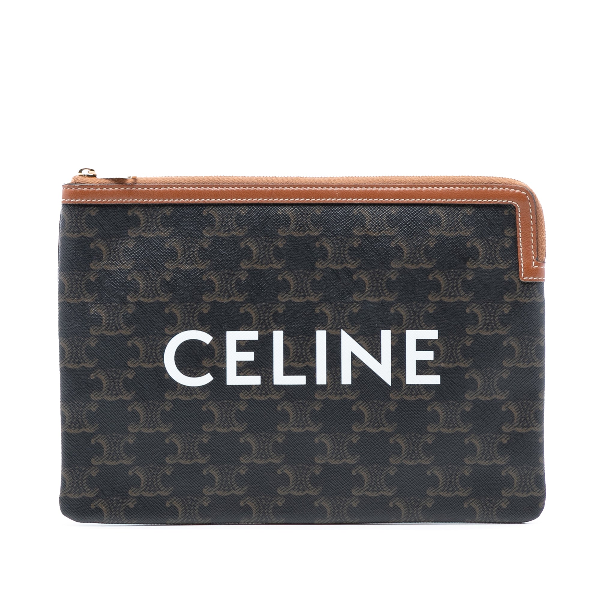 Small Triomphe Coated Canvas Clutch
