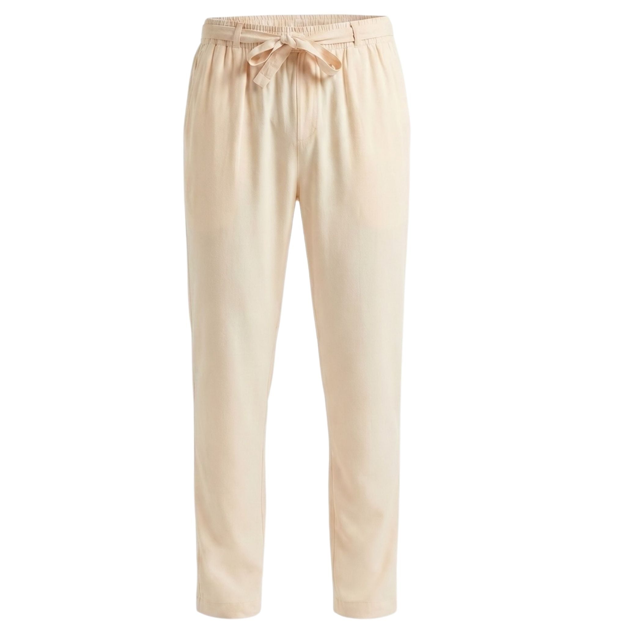 Beige Linen Tailored Pants