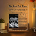 Luz nocturna LED personalizada con foto estilo periódico y base de madera Nombre Texto Decoración del dormitorio del hogar Regalo del Día del Padre para papá