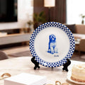 Plato de cerámica personalizado con retrato de mascota dibujado a mano con nombre y soporte Decoración para el hogar Uso diario Simpatía Regalo conmemorativo para dueño de mascota