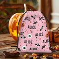 Caramelo personalizado globo ocular calabaza piruleta reutilizable bolsa de cordón con el nombre de gran capacidad tratar de bolsa de regalo de Halloween de regalo de vacaciones para los niños