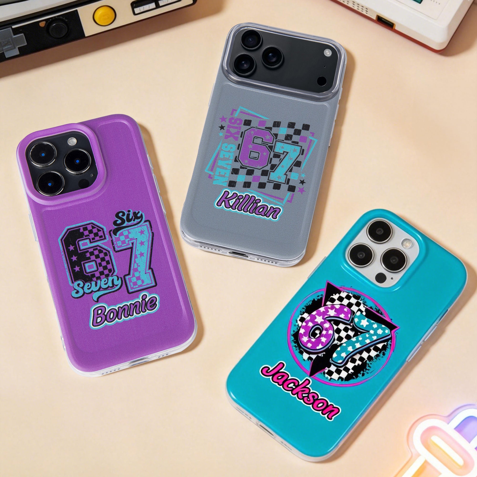 Funda de teléfono personalizada con diseño Six Seven y nombre para iPhone Cumpleaños Vuelta al cole Regalo para adolescentes Gen Z
