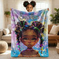 Deslumbrante manta personalizada afroamericana para niña con nombre Decoración del hogar Regalo de cumpleaños para niñas negras