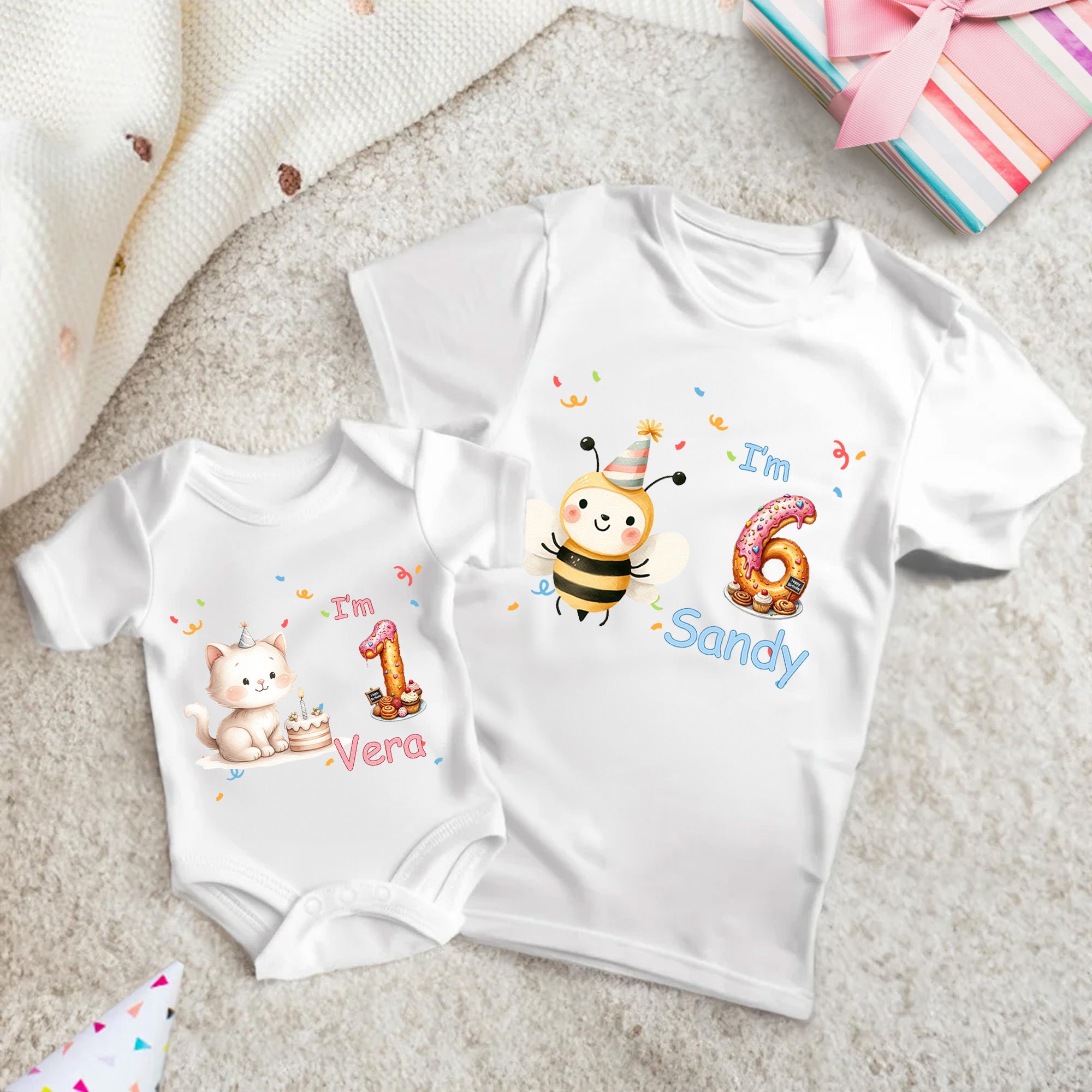 Personalizado lindo león perro animales 100% algodón bebé body niño camiseta con nombre aniversario cumpleaños regalo para bebés niños