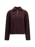 CourrèGes Ribbed Zip Merino Wool Sweater — Red