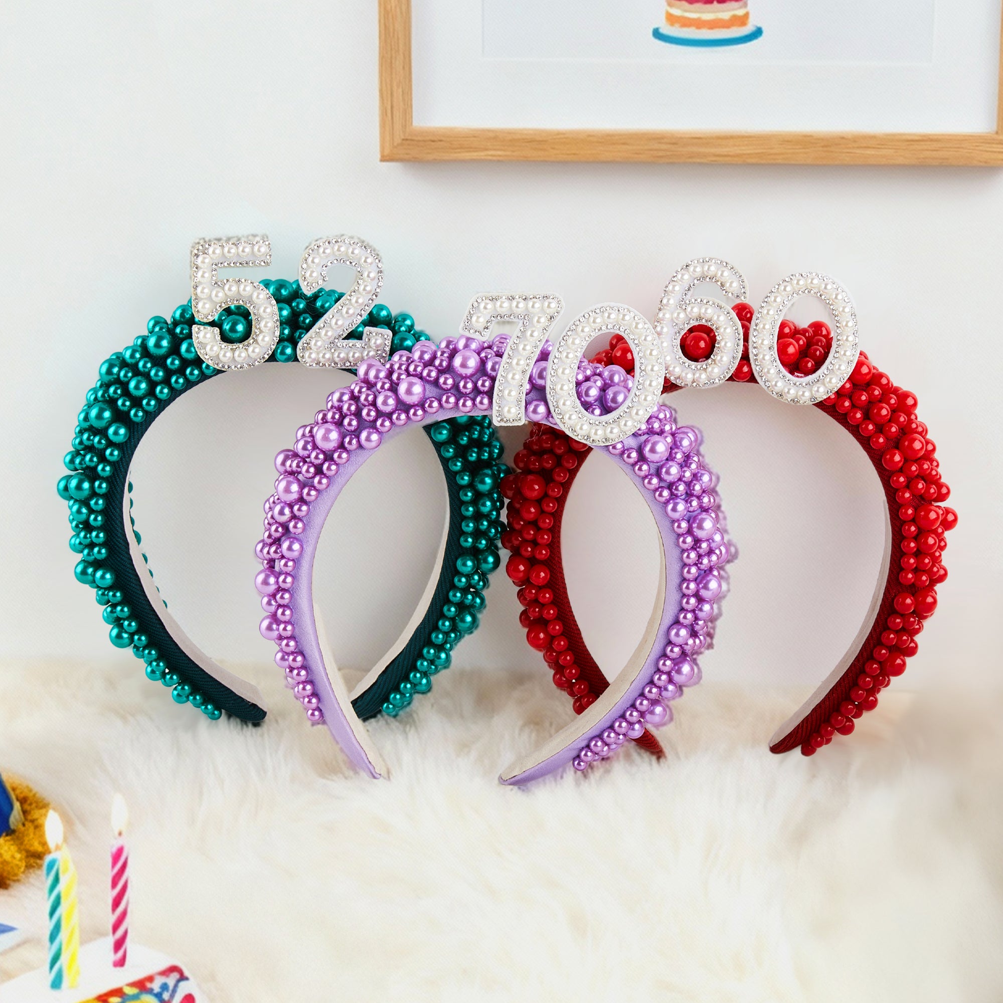 Diadema con corona de perlas personalizada hecha a mano con edad Regalo de fiesta de cumpleaños para mujeres Niñas