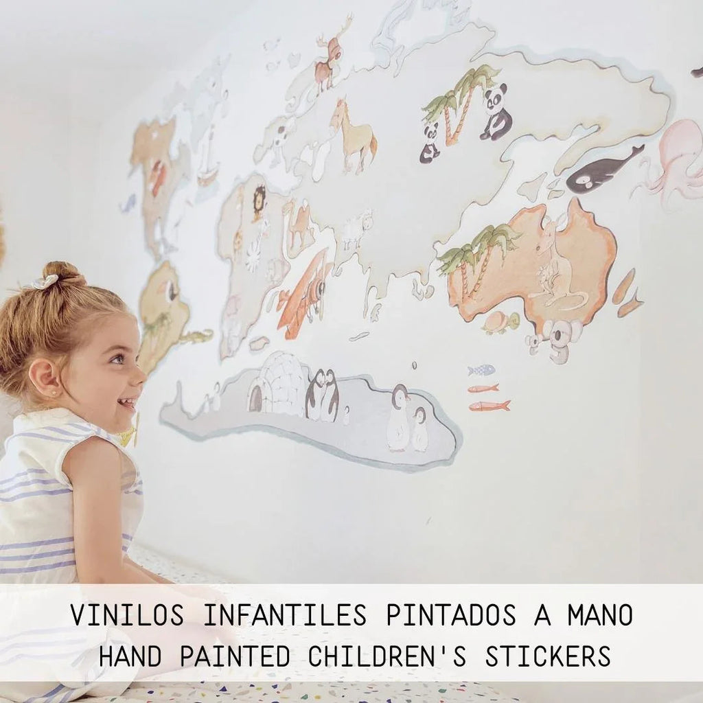 Vinilo Decorativo Infantil Mapa Mundi L 180x120cm