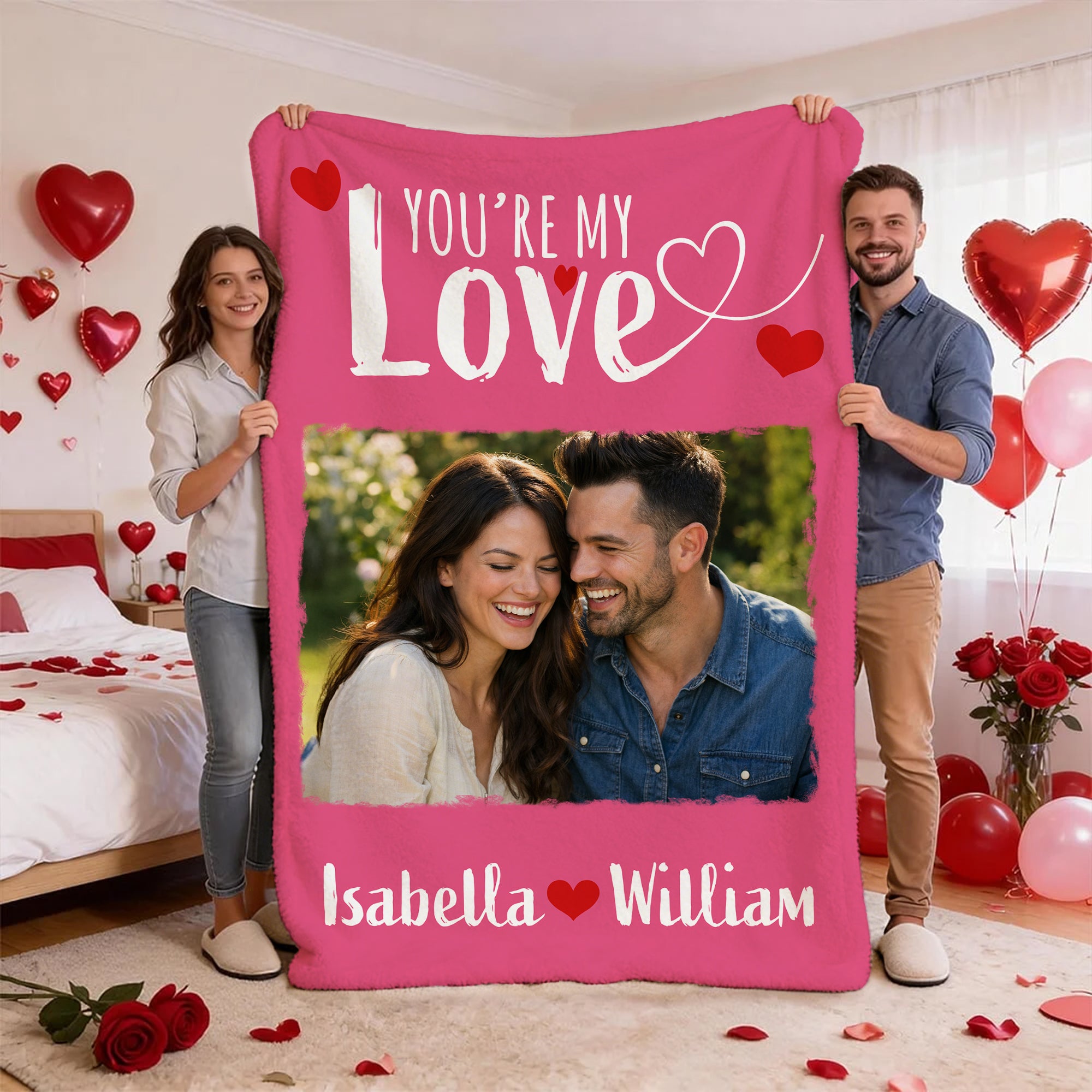 Personalizada You Are My Love Multicolor Foto de Pareja Manta Suave con Nombres Uso Diario Aniversario San Valentín Regalo para Parejas