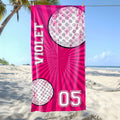 Toalla de playa personalizada de fútbol, baloncesto y deportes de secado rápido con nombre y número Regalo de verano para los amantes del deporte