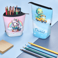 Estuche telescópico personalizado de dibujos animados de unicornios y dinosaurios con nombre Papelería escolar Regalo de vuelta al cole para niños Niñas