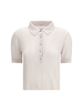 Allude Rib-Knit Polo-Neck Sweater — Beige