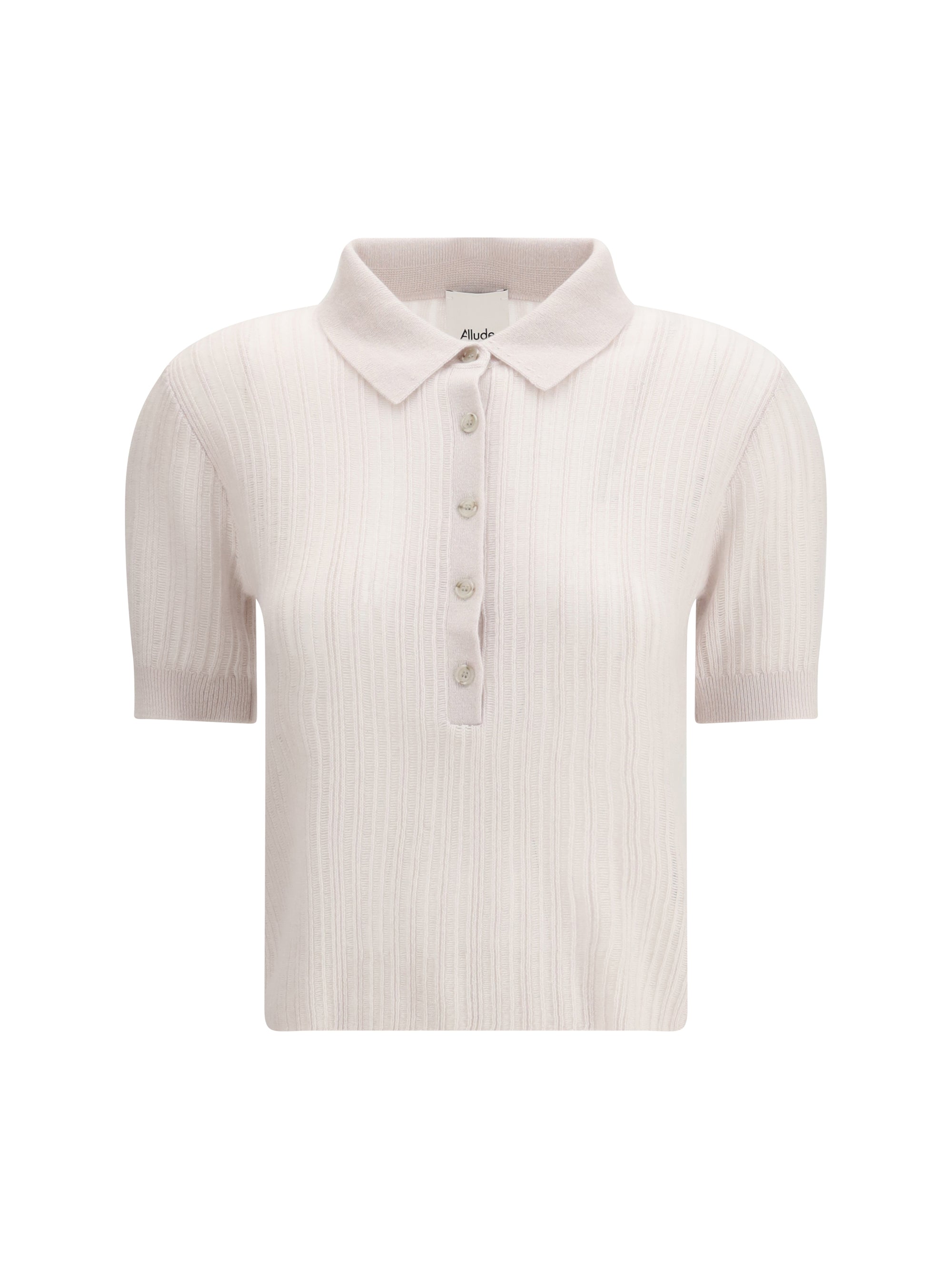 Allude Rib-Knit Polo-Neck Sweater — Beige