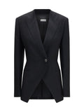 Givenchy Cut-Out Double-Breasted Wool Blazer — Black