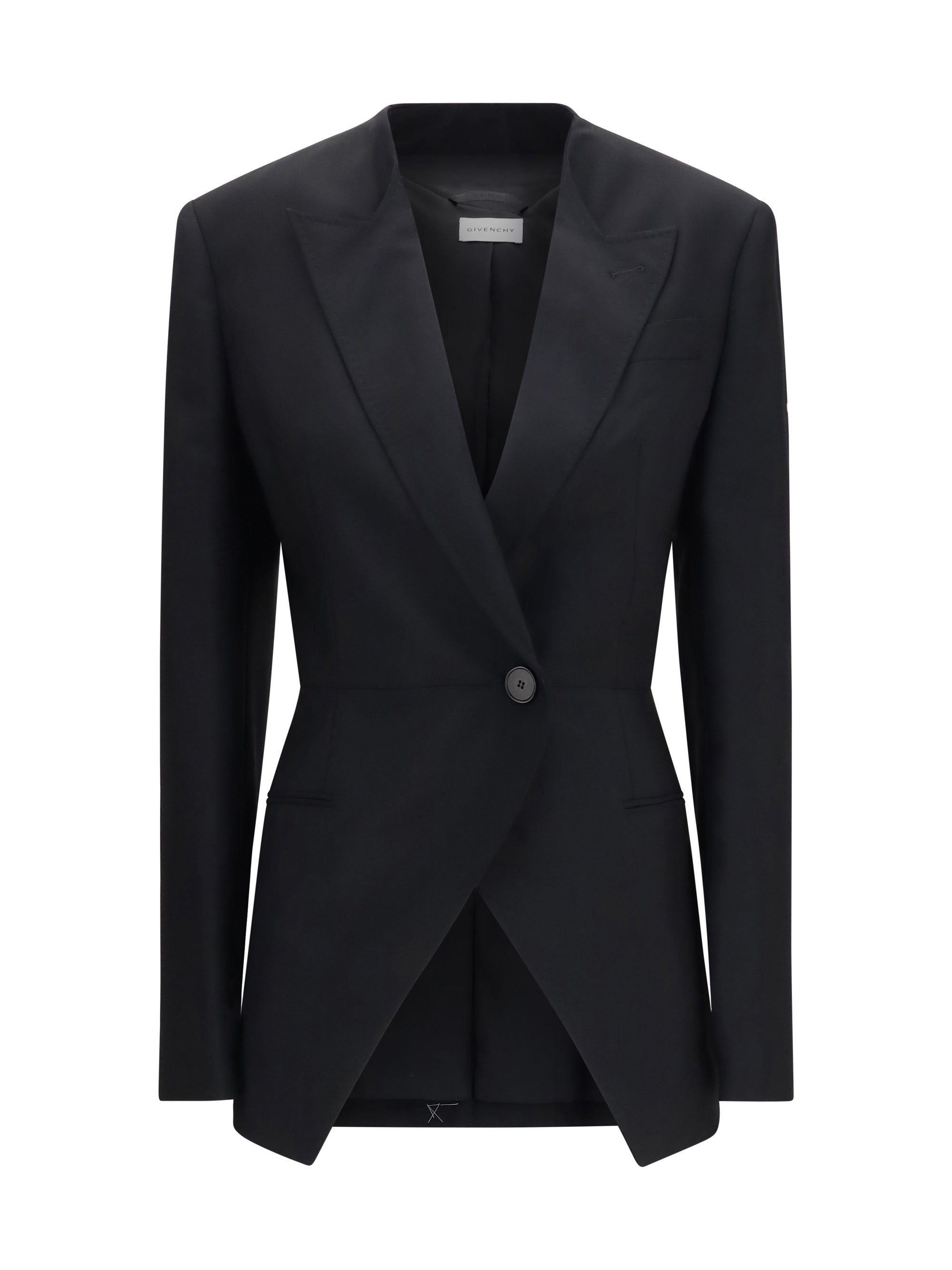 Givenchy Cut-Out Double-Breasted Wool Blazer — Black