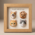 Personalizado 3D Pet Head Portrait Sculpture Magnetic Wooden Frame Set with Text Desk Decor Birthday Keepsake Gift for Cat Dog Pet Lovers