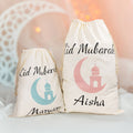 Eid Mubarak personalizado Bolsa de regalo de lona con nombre Ramadan Stoffer Eid Regalo para niños