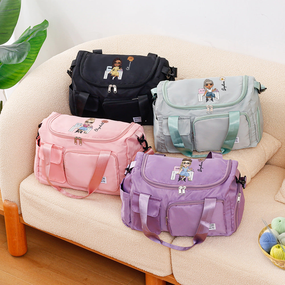 Personalizado Cartoon Diseñador Personaje Multi-compartimiento Nacimiento Flor Bolsa de fin de semana con correa para el hombro Cumpleaños Graduación Regalo para Mujeres Niñas