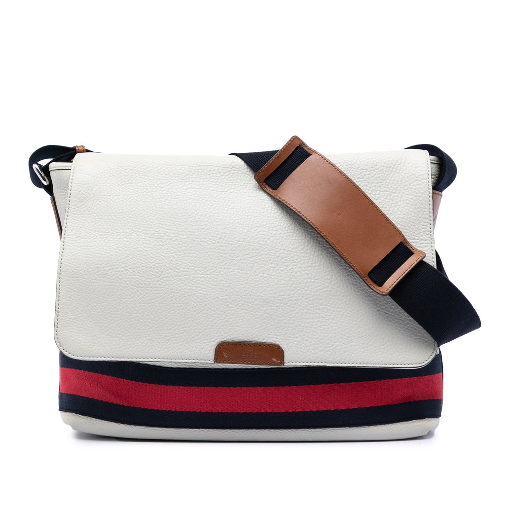 Leather Web Messenger Bag
