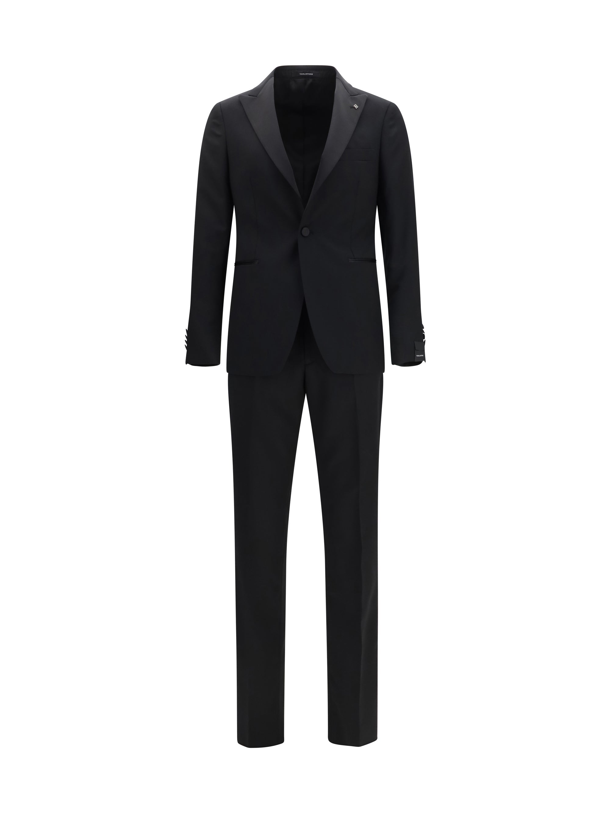 Tagliatore Single-Breasted Virgin Wool Pant Suit — Black