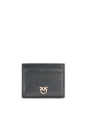 Pinko Calf Leather with Logo Plaque Card Case — Gray