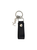Saint Laurent Leather with YSL Charm Key Case — Black