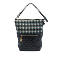 Quilted Aged Calfskin and Tweed Casual Style Hobo