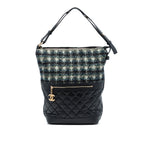Quilted Aged Calfskin and Tweed Casual Style Hobo