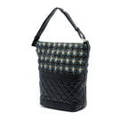 Quilted Aged Calfskin and Tweed Casual Style Hobo