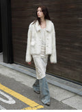 Dream Walk long lapel Tuscan wool sheepskin short fur coat for women