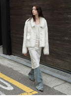 Dream Walk long lapel Tuscan wool sheepskin short fur coat for women