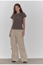 May Time luxury brand same version 3D long-staple cotton slightly waist rivet T-shirt