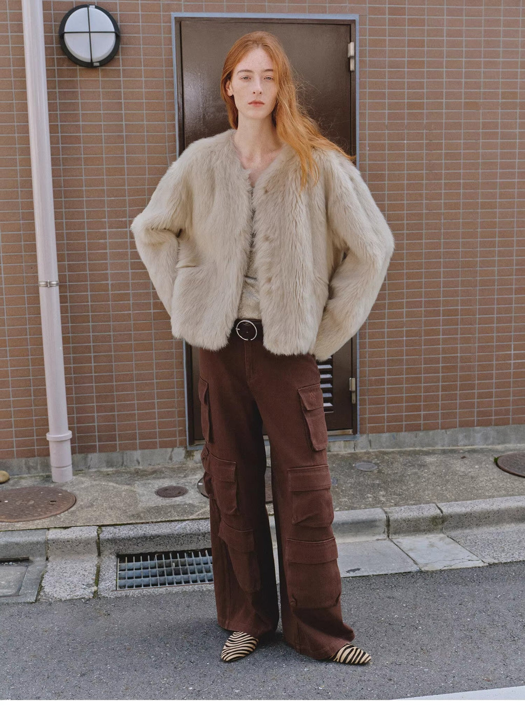 Darcy Manor imported Tuscan straight wool sheepskin sweetheart collar short fur coat