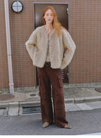 Darcy Manor imported Tuscan straight wool sheepskin sweetheart collar short fur coat